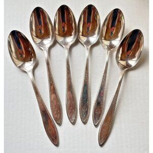 6 Argosy 1926 Silverplate Oval Soup Spoons 1847 Rogers Bros USA 7.25" Vintage